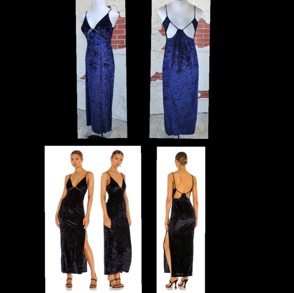 Large fit Medium? Intimately FREE PEOPLE Low Key Crushin Velvet Maxi Dress BLUE - Picture 1 of 16